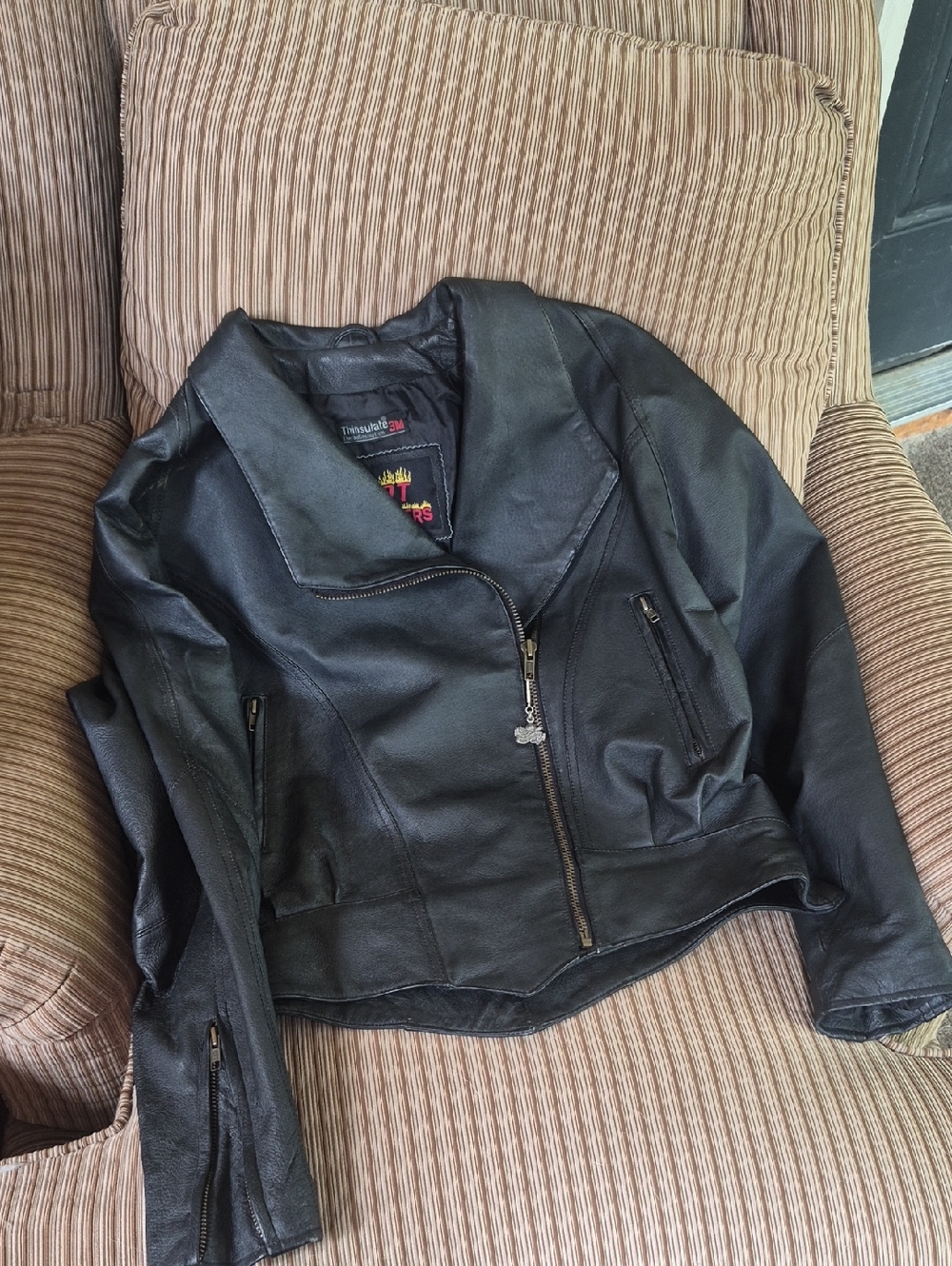 3M Thinsulate Black Faux Leather Moto Jacket